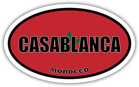 Casablanca דגל מרוקו מדבקות סגלגל מדבקה פגוש ויניל 3x5 אינץ '