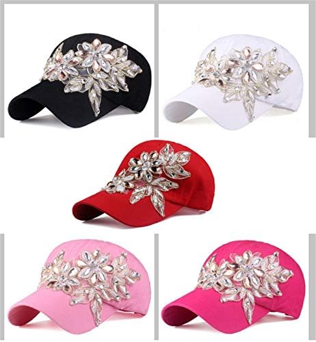 נשים ריינסטון פרחי בייסבול כובע בלינג תחרה פרח כותנה סנאפבק מתכוונן כובע לשטוף ג ' ינס סנאפבק כובעים
