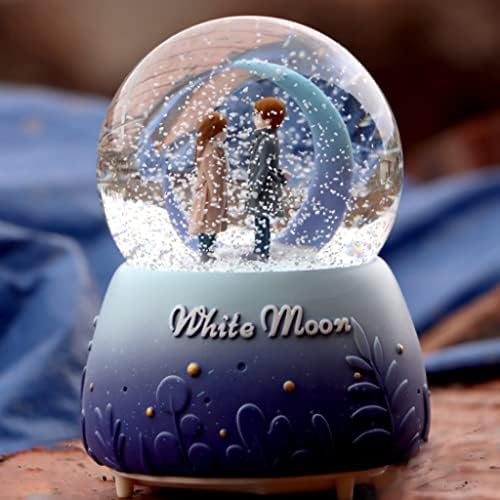 LMMDDP אורות צבע יצירתיים צפים פתיתי שלג אור ירח לבן זוג זכוכית כדורי בדולר קופסת מוזיקה טנאבאטה מתנה