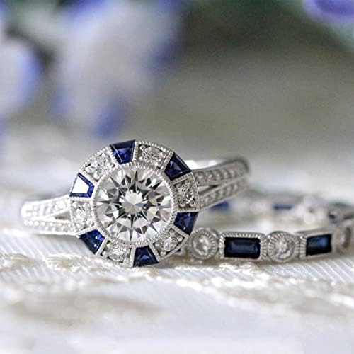 טבעת שרף פרחים טבעת כתר זירקון סט טבעת סט תכשיטים נשים מעורבות חתונה זוג טבעות תואמות טבעות אנימה
