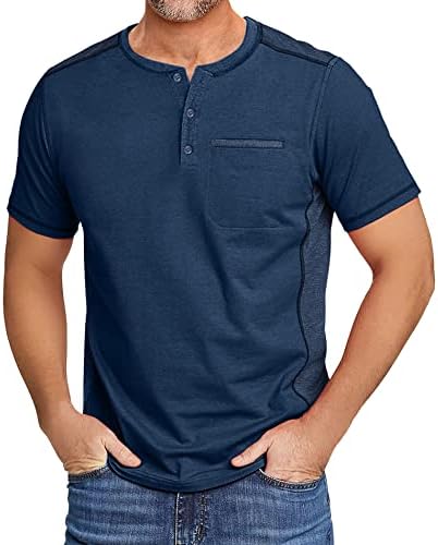 תאורת חנון חולצת הנלי של גברים שרוול קצר כותנה חולצות טריקו צוואר מזדמן לגברים