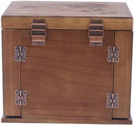 מחשב אחד של מארגן תכשיטים גדול קופסת אחסון מעץ 5 שכבות מארז אחסון עם 2 ארונות
