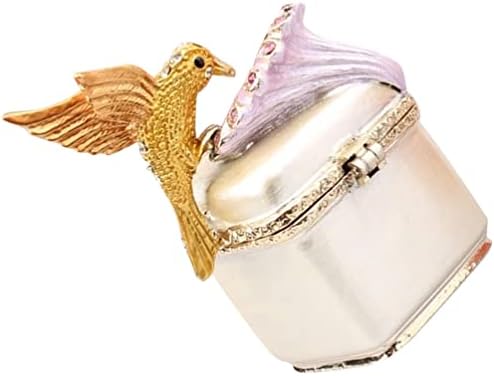 אונונה ציפור תיבת תכשיטים תכשיטים קריסטל שרשרת שרשרת עגילי עגילי אחסון קופסת אמייל ריינסטון פסלוני
