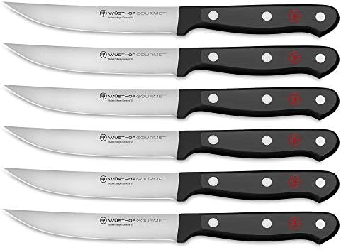 סט סכיני סטייק גורמה 6 חלקים ובלוק אחסון סכין סטייק 6 חריצים