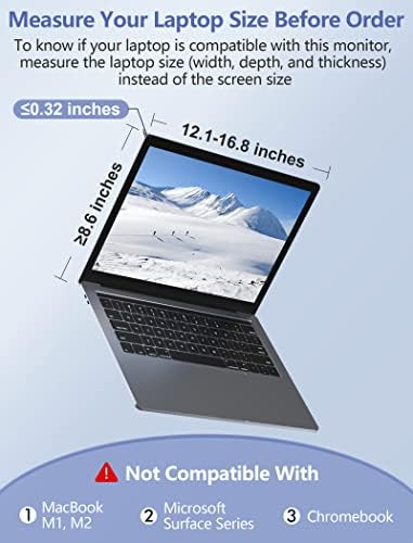 מאריך מסך מחשב נייד משולש בגודל 13.3 אינץ', מאריך צג מחשב נייד בגודל 1080 אינץ 'עבור מחשב נייד בגודל 14 אינץ