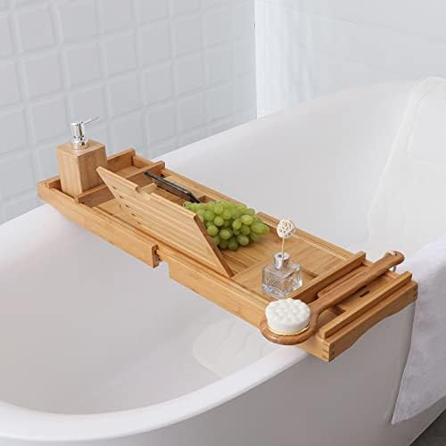 לוקאו אמבטיה אמבטיה אמבטיה מדף גשר אמבטיה נושא כלים מגש מתלה נשלף יין זכוכית ספר מחזיק אמבטיה מתלה תמיכה