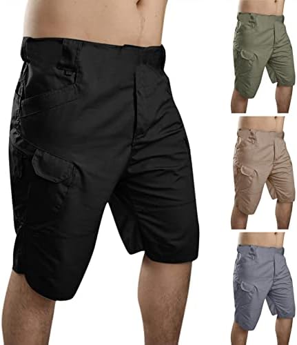 מכנסיים קצרים לגברים מזדמנים קלאסיים מתאימים מכנסי חוף קיץ, כותנה עם מותניים אלסטיים וכיסים שוחים
