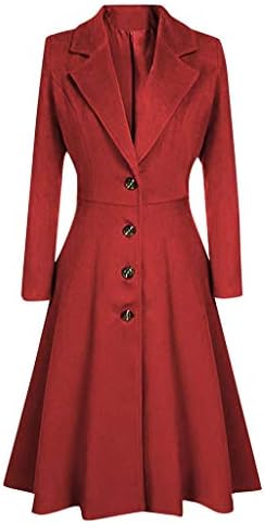 IYYVV נשים כפתור דש חורף מעיל מעיל תעלה ארוך מעיל מעיל שמלה שעיר לבוש חיצוני