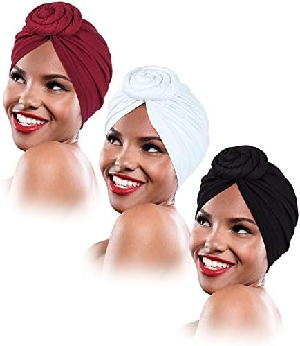 Keland 3 חתיכות דפוס אפריקני נשים טורבנס כובעי פרח קשר כביסה קדומה