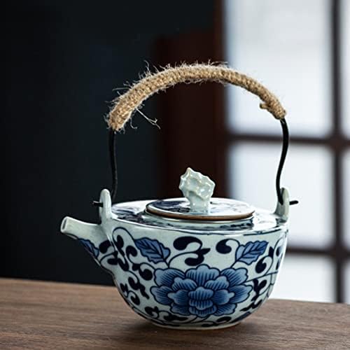 CABILOCK תנור נייד סט תה יפני סט קרמיקה סיר תה קרמיקה עם פורח פורח עלים רופפים קומקום סגנון סיני