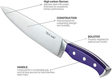 מק27 נירוסטה סכין בלוק סטים עם מובנה מחדד + מקוק מק60 נירוסטה כלי בישול סטים