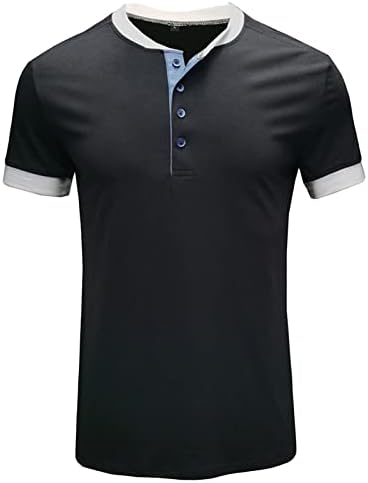 חולצות צווארון קדמי של גברים קדמיות חולצות 4-Buttons כותנה שרוול קצר נוחות קלאס