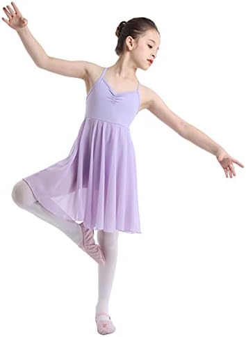 IEFIEL בנות ילדות ילדות שמלת בלט קליפית בלרינה אימפריה המותניים המותניים תלבושת לריקוד בגד גוף