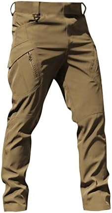 Eoeioa Mens מכנסיים טקטיים רחבים דוחה מים דוחים משקל קל משקל מכנסי מטען מזדמנים מהירים יבש