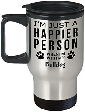 חובב כלבים נסיעות ספל קפה - אדם מאושר יותר עם מתנות הצלה של בעלי בולדוג -פאט