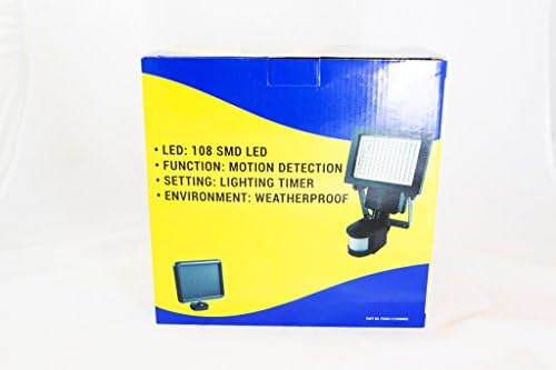 108 נוריות SMD LED בהירות חיצוניות חיצוניות חיישן תנועה מופעל על ידי אור אבטחה מופעל, 1100 לומן, זמן