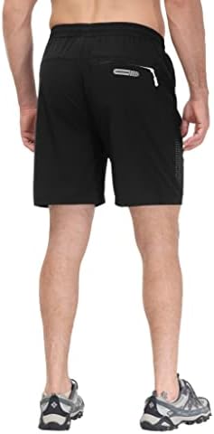 מכנסי כושר אתלטי של Lushenuni לגברים מכנסיים קצרים מהירה של אימון יבש מהיר עם כיסי רוכסן 7 אינץ