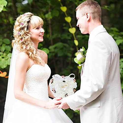 לב בצורת חתונה טבעת כרית מחזיק, נושא טבעת כרית, פרחוני ריינסטון פרח עלה נושא טבעת כרית תיבת