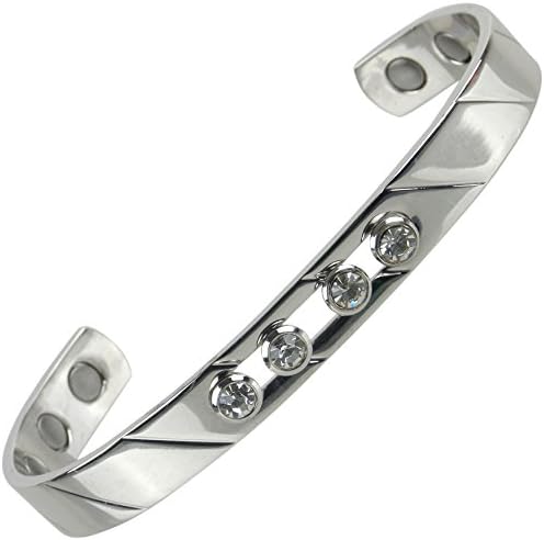 Sisto-X Magnetic Copper צמיד גבישים צפים עיצוב עם גימור כרום על ידי Sisto-X® צמיד בריאות 6 מגנטים