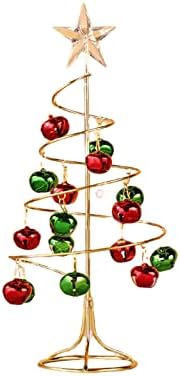 איכות קישוט לחג המולד 9.8 * 26.5 סמ עץ חג מולד ספירלה ברזל עם פעמון פעמון פעמון מיני עץ חג המולד