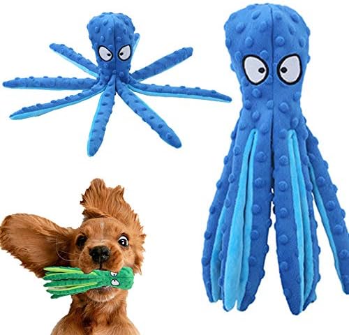 N צעצועים חריקים של כלב עמיד, ללא מילוי צעצועי קמטים קטיפים צורת תמנון - לבטוח ולא רעיל