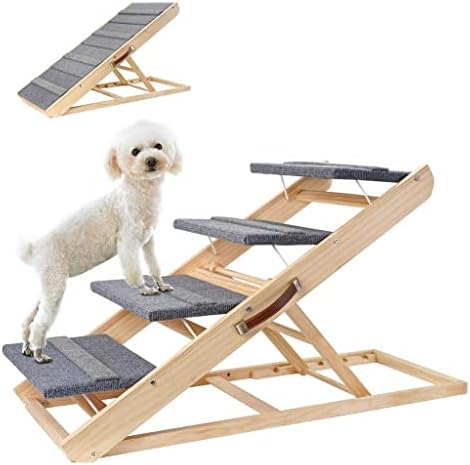 עץ כלב רמפה החלקה מתכוונן נייד לחיות מחמד כלב טיפוס סולם מקורה ספה