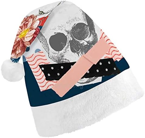 חג המולד סנטה כובע, רטרו פרחי גולגולת חג המולד חג כובע למבוגרים, יוניסקס נוחות חג המולד כובעי לשנה
