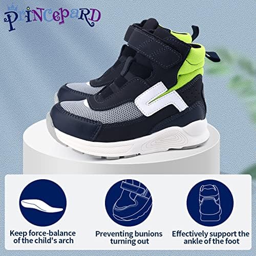 נעליים אורטופדיות לילדים, נעלי ספורט מתקנות גבוהות עם קשת ותמיכה בקרסול לרגליים שטוחות של בנות ובנים,