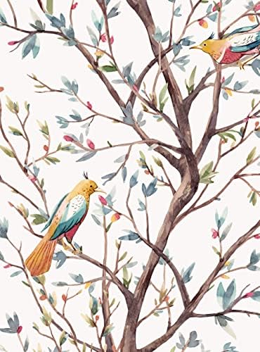 צורות פשוטות גפני צבעי מים וציפורים מקלפים ציור קיר ומקל, בז ')