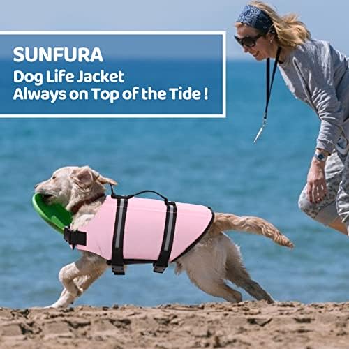 ז'קט הצלה של כלבים של Sunfura Ripstop, אפוטי חיים לשחייה לשחייה, משמר חיי כלבים שייט בחוף עם ציפה גבוהה