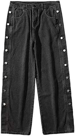 מכנסי ג 'ינס מזדמנים עם חזה לגברים עם רגליים רחבות רגל ישרה מכנסיים מכנסי ג' ינס רחבים רופפים