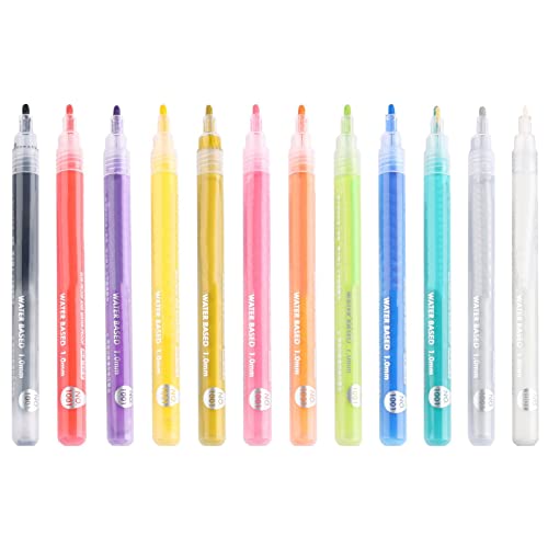 נייל עטים 12 צבעים אקריליק צבע עטים בסדר טיפ נייל עטים עבור 3 ד נייל קו ציור מנקדים פרחוני
