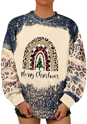 סווטשירט חג שמח לנשים לחג המולד משובץ עץ עץ חולצה חולצה חולצה חולצות חולצות שרוול ארוך חולצות חג