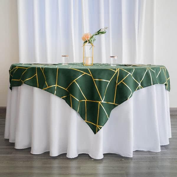 מפת שולחן מרובעת מפוליאסטר 54 על 54 עם תבנית גיאומטרית של נייר זהב-מושלמת לחתונה, דצקור ביתי, מסיבות, אירועים,