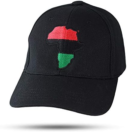 אפריקה התאחדו! : שחור רקום מתכוונן פאן-אפריקאי בייסבול כובע