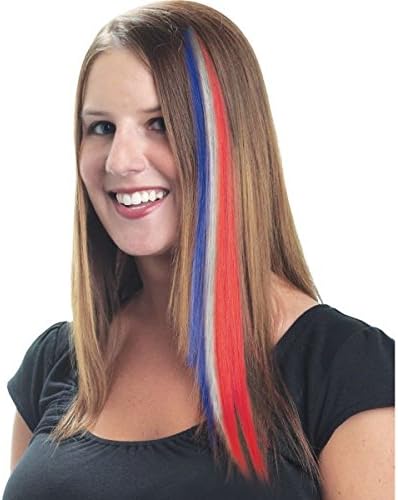 הארכת שיער סינטטי ארוך אמסקן, 15, אדום, כחול, לבן