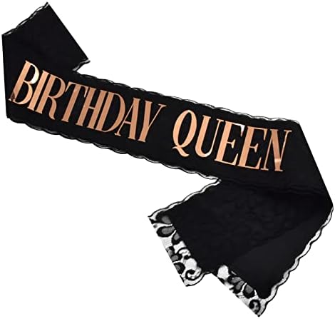 Skjiayee יום הולדת מלכת אבנט עם נייר זהב, שכבה כפולה תחרה שחורה יום הולדת ליום הולדת לנשים 21th 30th 40th