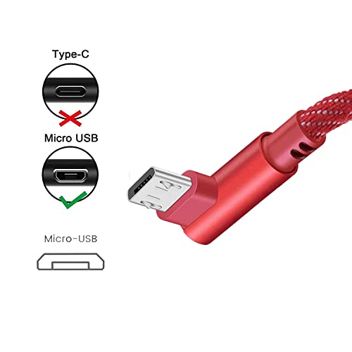 כבל אנדרואיד מיקרו USB, ksun.y זווית ימנית כבל טעינה מהיר של 90 מעלות מיקרו USB 2.0 מחבר צמה תואמת