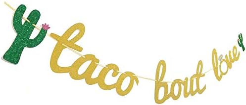 Glamoncha taco Bout Love Gold Glitter Banner Sign