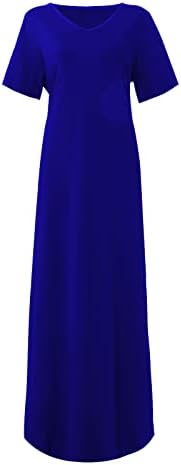 שמלת קיץ פרגנית, צבע אחיד מזדמן של נשים עם צווארון V-שרוול קצר משוחרר