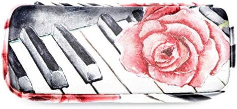 ורד אדום על הפסנתר 84x55in עיפרון עור תיק עט עט עם תיק אחסון כפול רוכסן לתיק רוכסן לתיק בנות משרדי