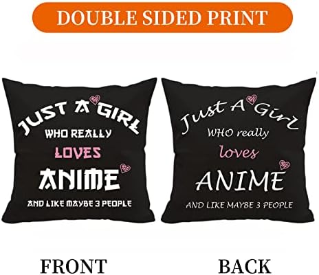 Acowspt Anime Lover מתנות לבנות אנימה דו -צדדית דו -צדדית כרית כיסוי כרית חובב אנימה מתנה רק ילדה שמאוד אוהבת