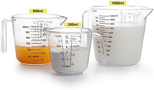 מדידת כוסות סט, נוזל מדידת כוסות עבור 3 עבור מטבח - משלוח פלסטיק סט עם זרבובית מרובה מדידה סולמות