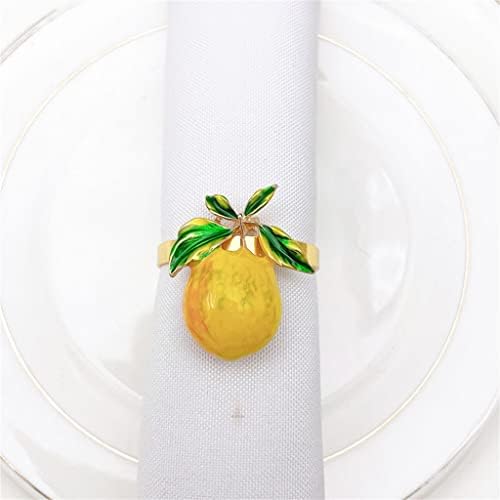 XJJZS 12 יחידות/ מפית פירות אביב טבעת סגסוגת לימון צהובה אבזם אבזם שולחן חתונה טבעת מפית טבעת