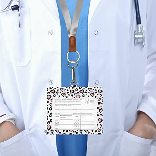 כיסוי מחזיק כרטיס חיסון 4 * 3 לב ורוד מגן כרטיס חיסון עם שרוך מגן כרטיס חיסון בעל כרטיס חיסון 20101025