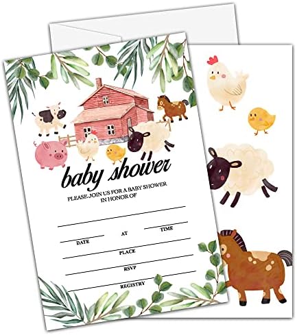 25 חיות יערות כרטיסי הזמנה למקלחת לתינוקות עם מעטפות - בית חווה מגדר מגדר חשיפה למסיבות למבוגרים ילדים - מגדרי