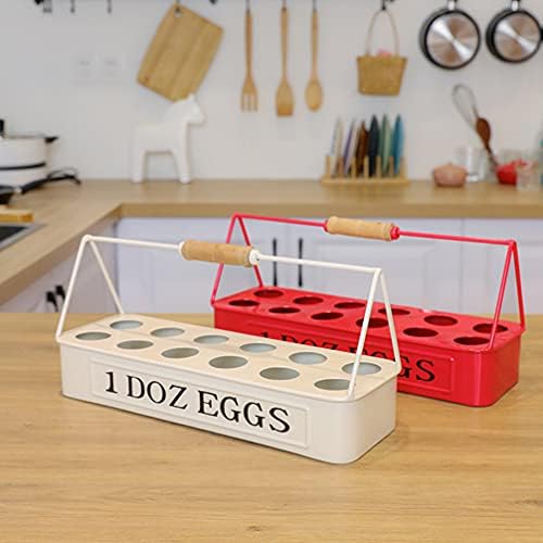 ביצה מחזיק השיש כפרי חריץ 1 תריסר ביצת אחסון סלי עם ידית עבור טרי ביצי בציר ברזל עוף ביצה ארגונית