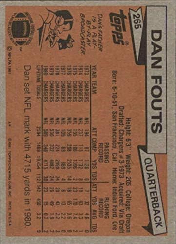 1981 Topps 265 DAN FOUTS CHANGERS NFL כרטיס כדורגל
