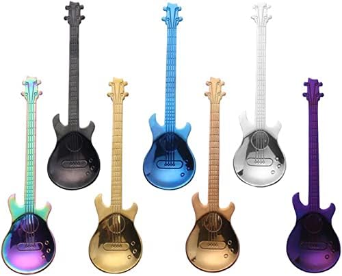 Allberll 2022 כפות הגיטרה הנירוסטה החדשות ביותר, כלי שתייה יצירתיים צבעוניים כלים יצירתיים צורת גיטרה