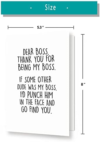 הומור מתבדח כרטיס יום הבוס למנהיג שלך, יום הבוסים היקר תודה אגרוף בפנים, הודעת יום הבוס מצחיק, מתנות יום הבוס